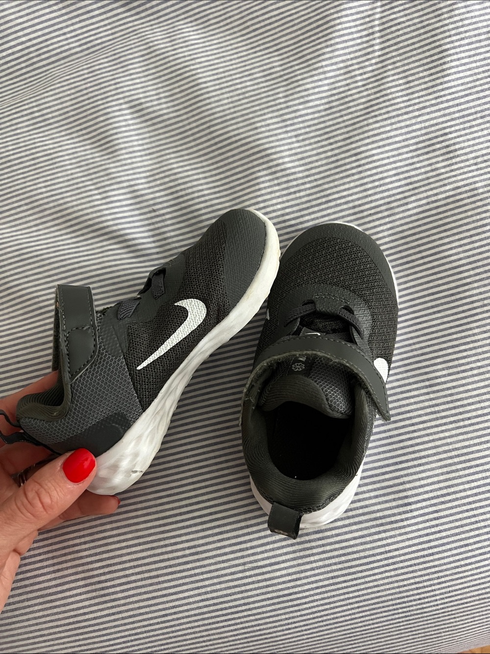 Nike Kids' Black and White Velcro Athletic Sneakers